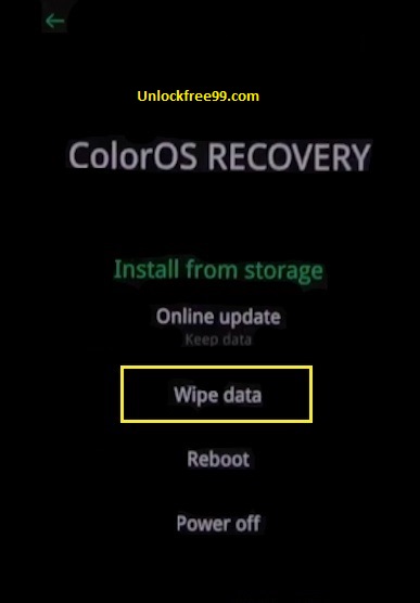 Realme  Hard Reset Wipe Data option