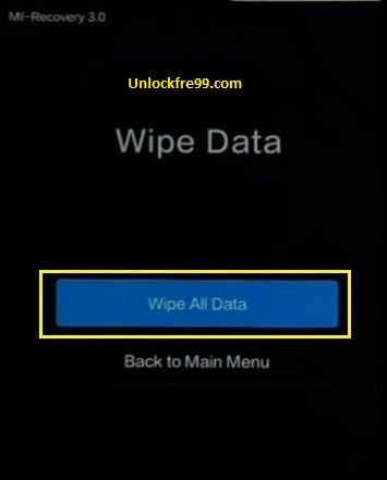 xiaomi hard reset wipe all data option