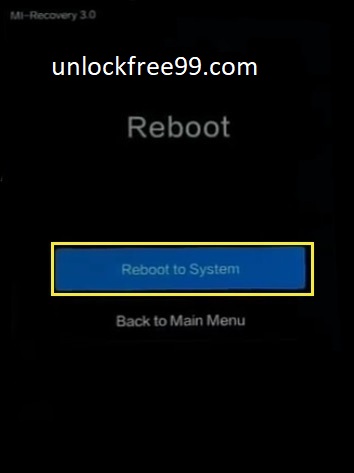 select the Reboot to System